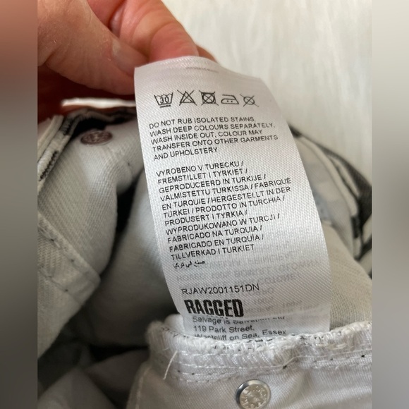 Ragged Priest Wide Leg Wave Pattern Black and White Dad Jeans - Picture 8 of 13